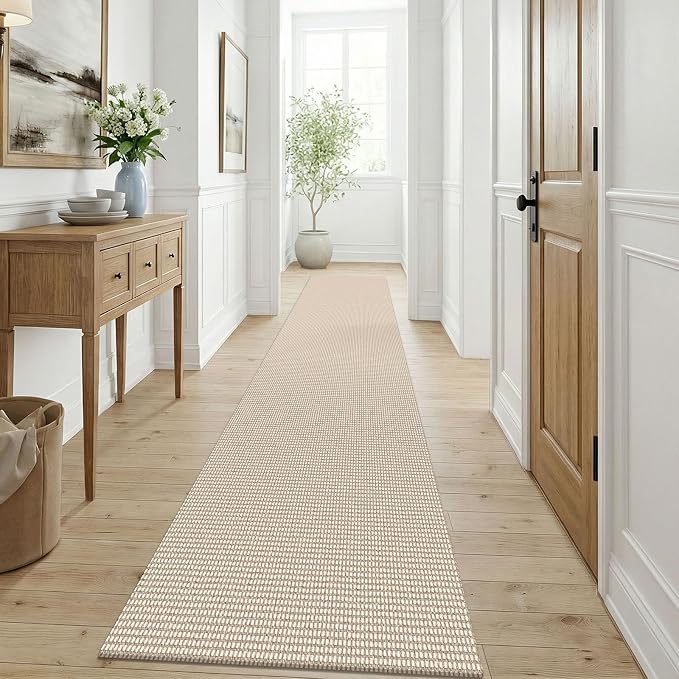 KOZYFLY Cotton Runners for Hallway 3x9, Wide Washable Runner Rug, Woven Non