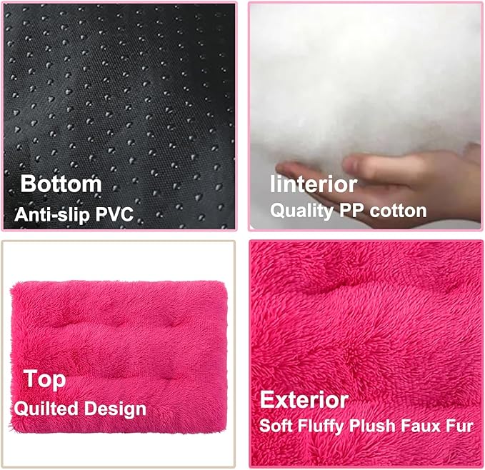 Dog Crate Mat, Dog Bed for Large Dogs, Comfy Fluffy Kennel Pad Anti-Slip for Dog beds & Furniture, Quilted Dog Bed for Pets for Medium/Small Dogs Cats (Color : Rose, Size : 48x33)