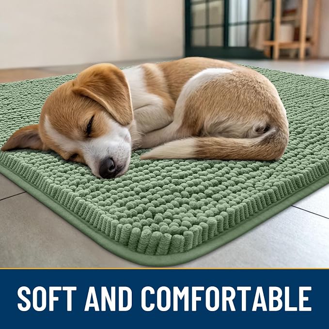 Smiry Dog Door Mat for Muddy Paws 47x32, Absorbent Dirt Trapper, Non-Slip