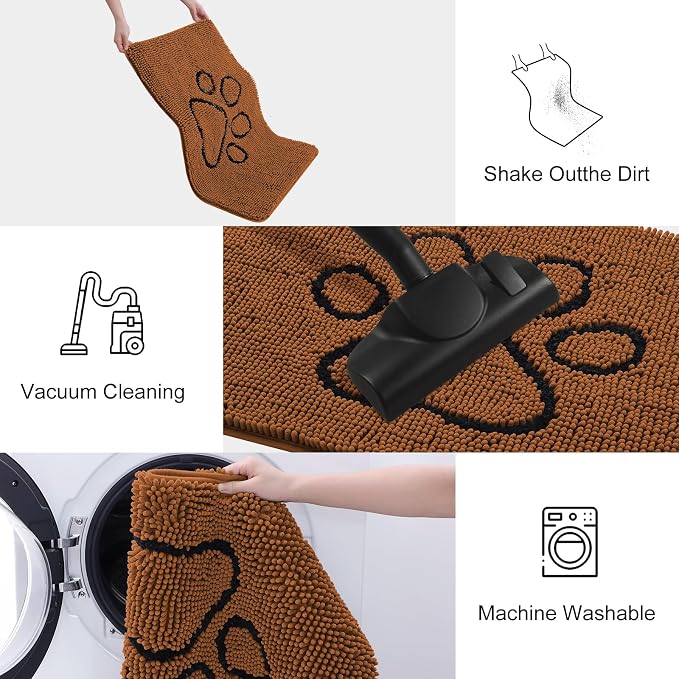Smiry Dog Door Mat for Muddy Paws, Absorbent Dirt Trapper Non Slip Quick Dry