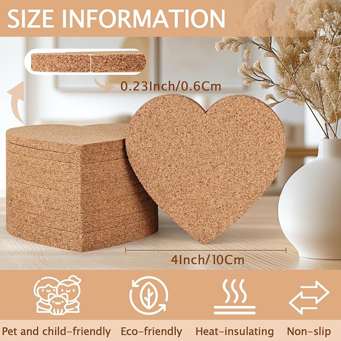 60 PCS Cork Coasters for Laser Engraving, Thick Absorbent Blank Coasters | 4