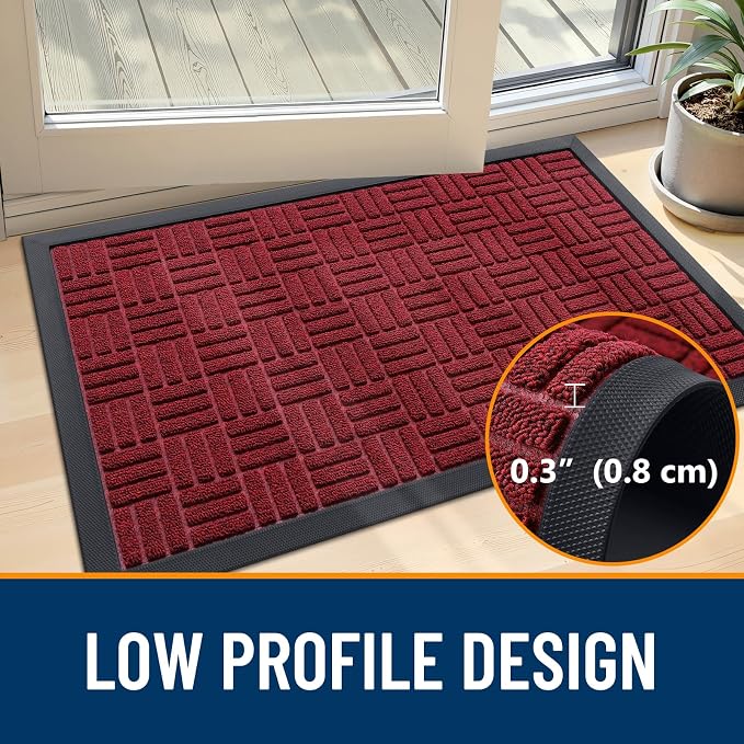 OLANLY Front Door Mat Outside Entrance 47x23, Heavy Duty Sturdy Natural Rubber