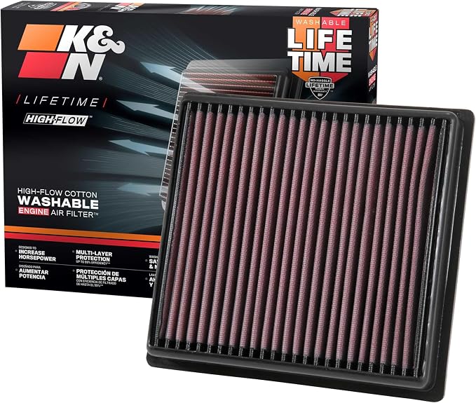 K&N High-Flow Original Lifetime Engine Air Filter: Increase Power: Premium