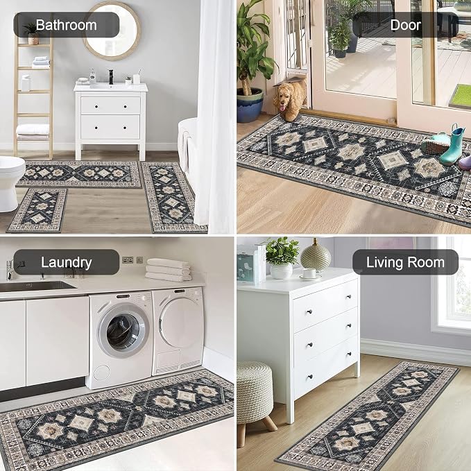 HEBE Boho Kitchen Rug Sets 3 Piece
