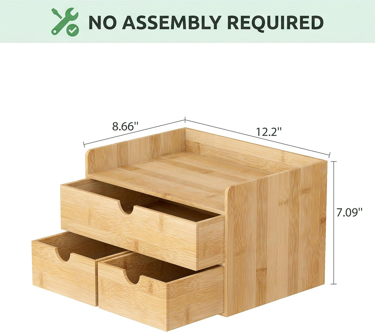 Bamboo Desk Organizer with Drawers, Desktop Storage for Office Supplies