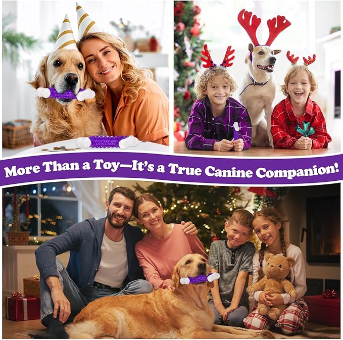 6-Pack Indestructible Dog Toys for Aggressive Chewers: Bacon Flavored Hard Nylon Bone Chew Toys, Tough Dog Chew Toys for Large Dogs, Dog Toys to Keep Them Busy for Medium Large Breed, Purple