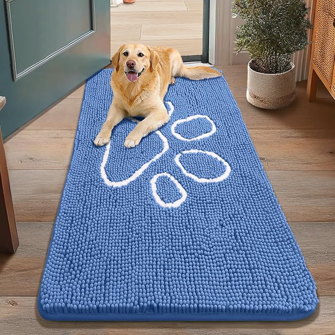 Smiry Dog Door Mat for Muddy Paws, Absorbent Dirt Trapper Non Slip Quick Dry