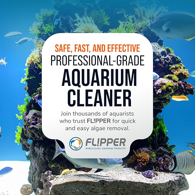 Flipper Cleaner Float - 2-in-1 Floating Magnetic Aquarium Glass Cleaner - Fish Tank Cleaner - Scrubber & Scraper Aquarium Cleaning Tools - Floating Fish Tank Cleaner, Standard