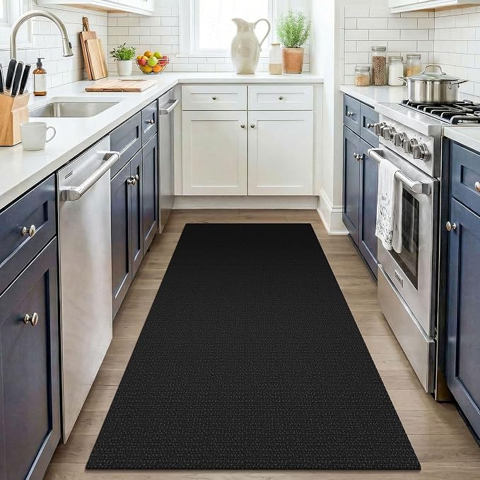 KOZYFLY Black Washable 3x4 Woven Entry Area Rug, Braided Throw Rugs