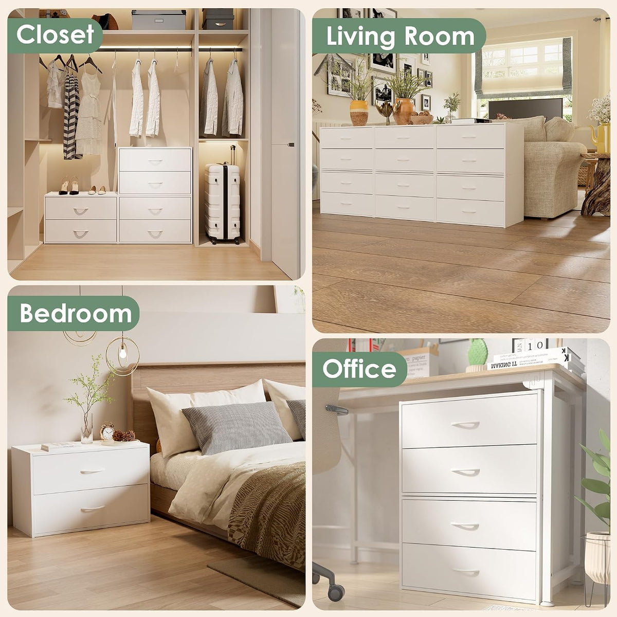 PrimeZone 2 Wood Drawers Closet Dresser Storage Organizer Stackable White