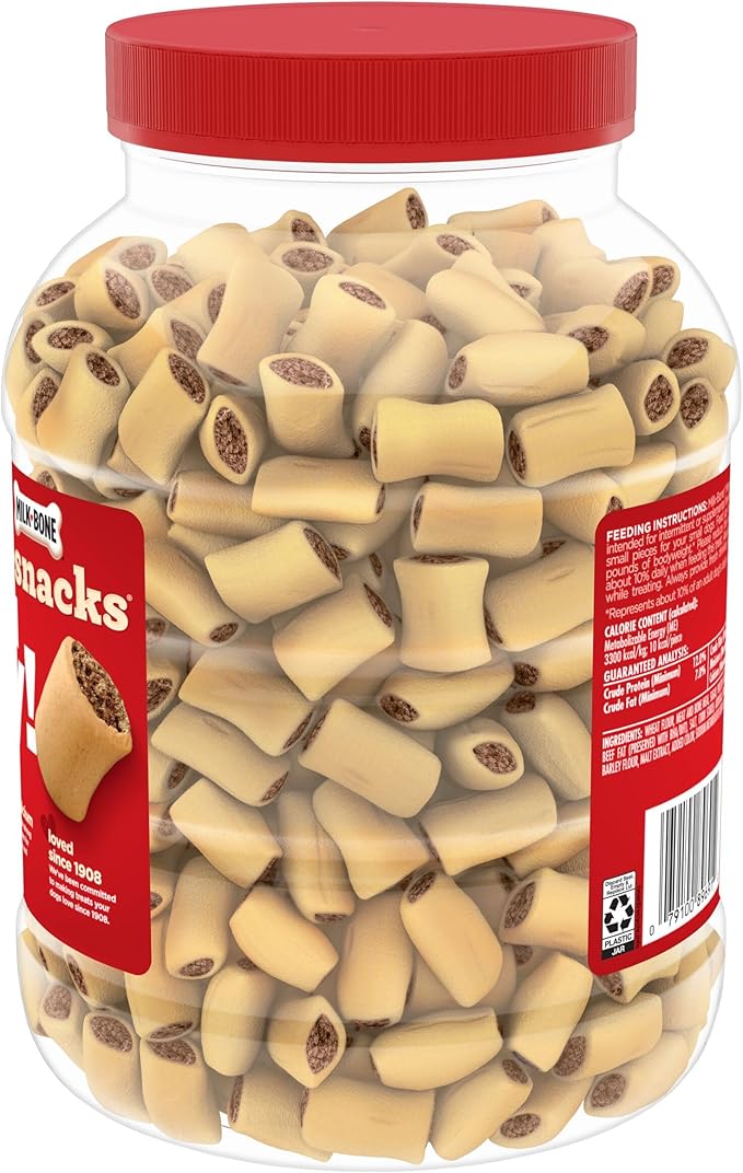 Milk-Bone MaroSnacks Peanut Butter Flavor (Artificially Flavored) Dog Treats with Real Bone Marrow, 40 Oz. Canister (Pack of 2)