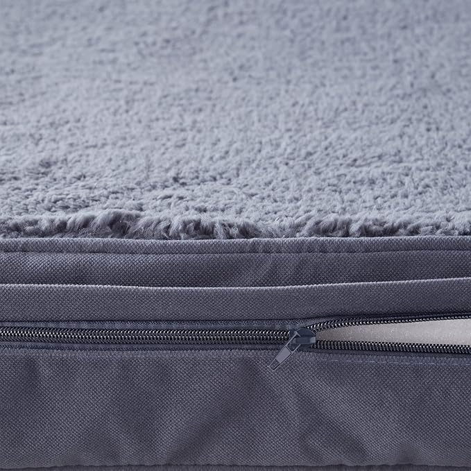 Happy Hounds Oscar Rectangle Orthopedic Foam Sherpa Dog Bed, Large (48 x 36 in.), Prussian Blue