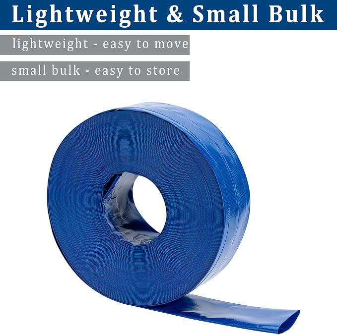 3 in x 50 ft Pool Backwash Hose Heavy Duty Drain Discharge Double PVC Lay flat