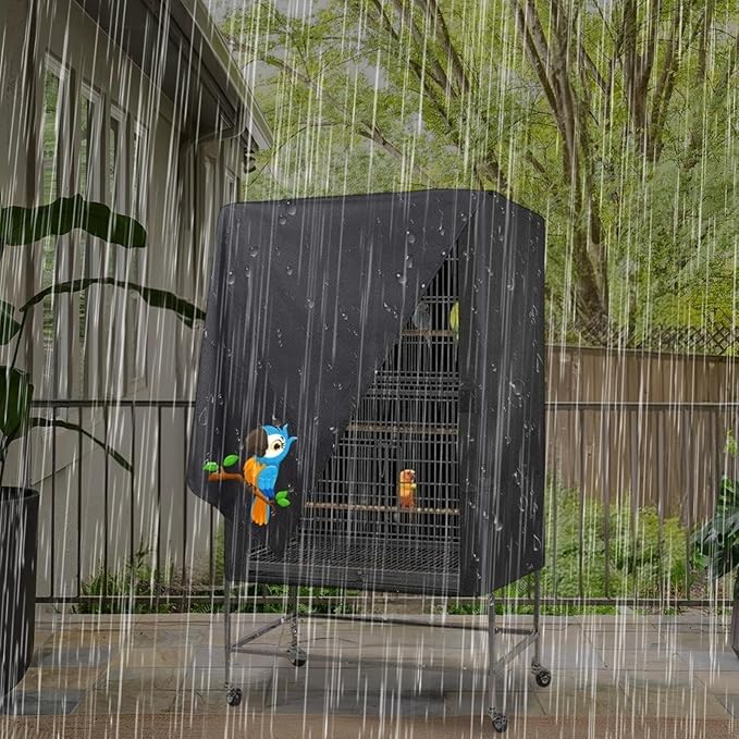 Bird Cage Cover, Large Bird Cage Covers for Night, Waterproof Parrot Cage Protector Covers, Good Night birdcages Covers for Parrot House, Black, 4 Sizes