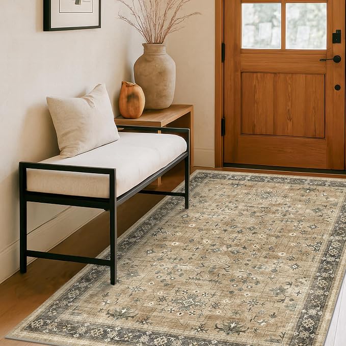 Boho Earth Tone 4x6 Large Entryway Rug