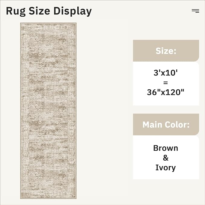 Soalmost Runner Rug 3x10 Washable Non-Slip Hallway Runner Rugs