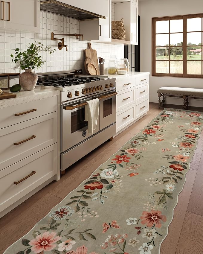 Lahome Floral Hallway Runner Rug Non Slip, Kitchen Runner Stain Resistan Carpet