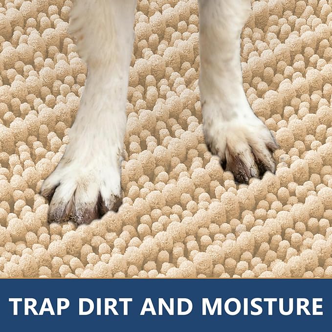 Smiry Dog Door Mat for Muddy Paws 24x16, Absorbent Dirt Trapper, Non-Slip