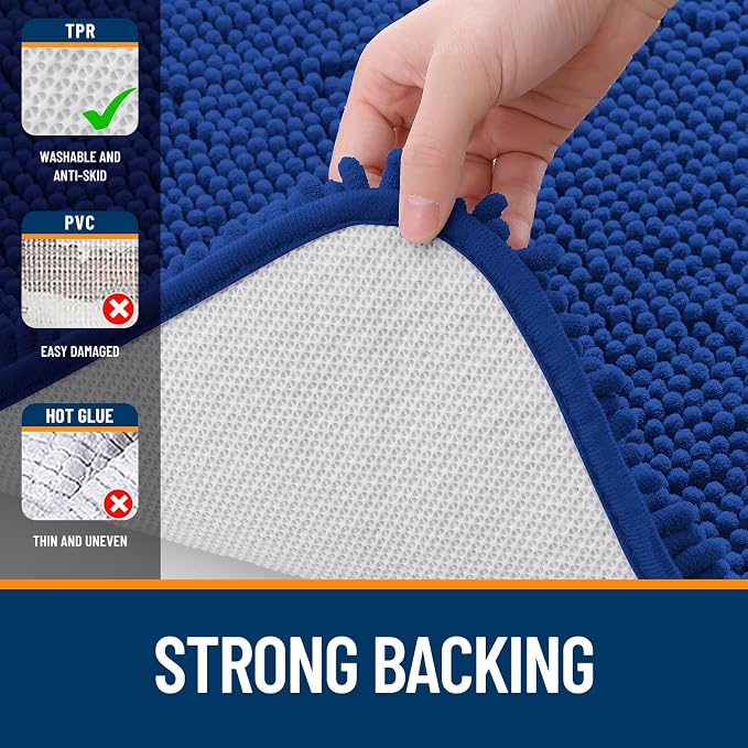 OLANLY Bathroom Runner Rugs 59x20, Soft Absorbent Chenille Bath Rugs, Rubber