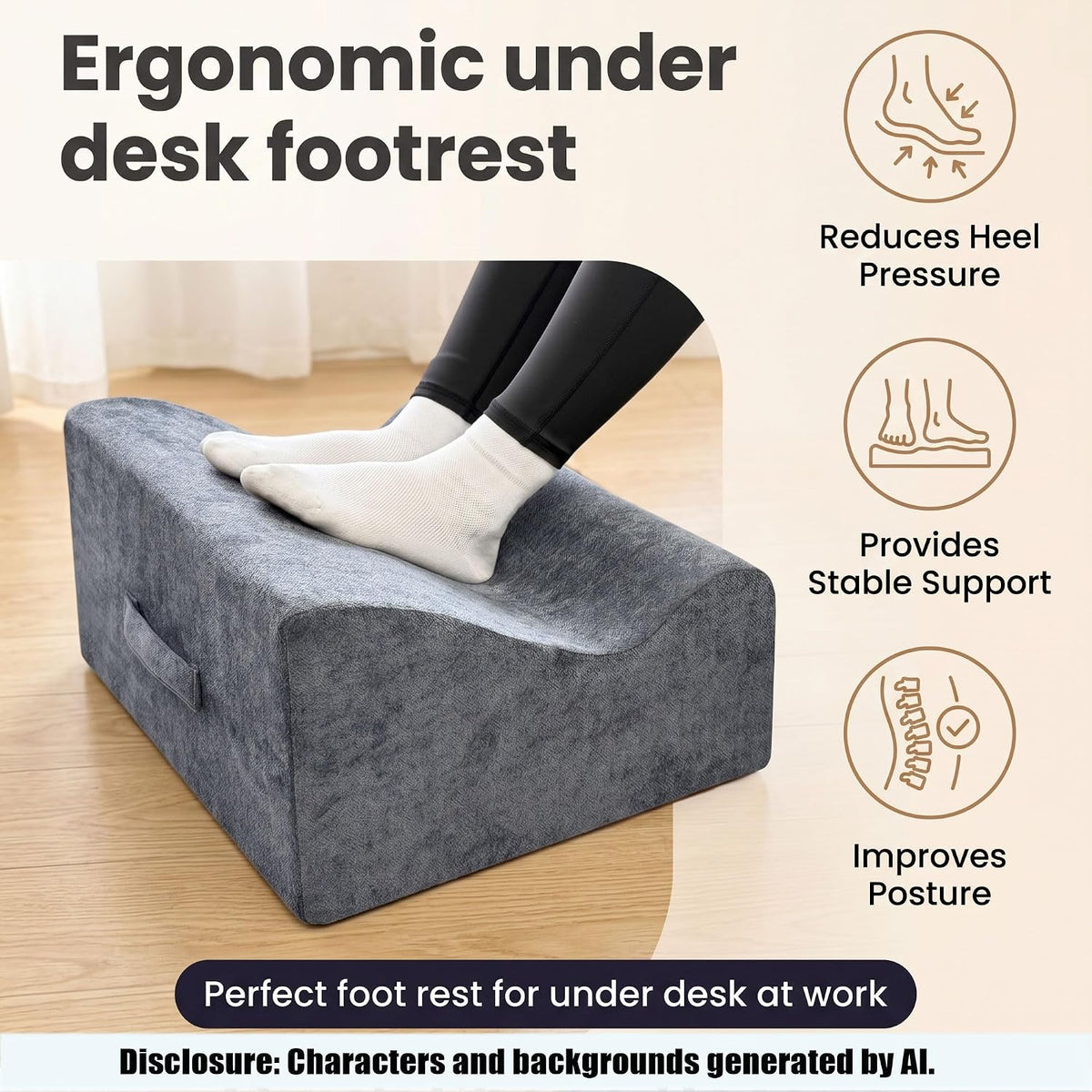Large Foot Rest for Under Desk at Work, Footrest with Washable Cover for Office,Multifunctional Home Footrest,Dark Gray+AA