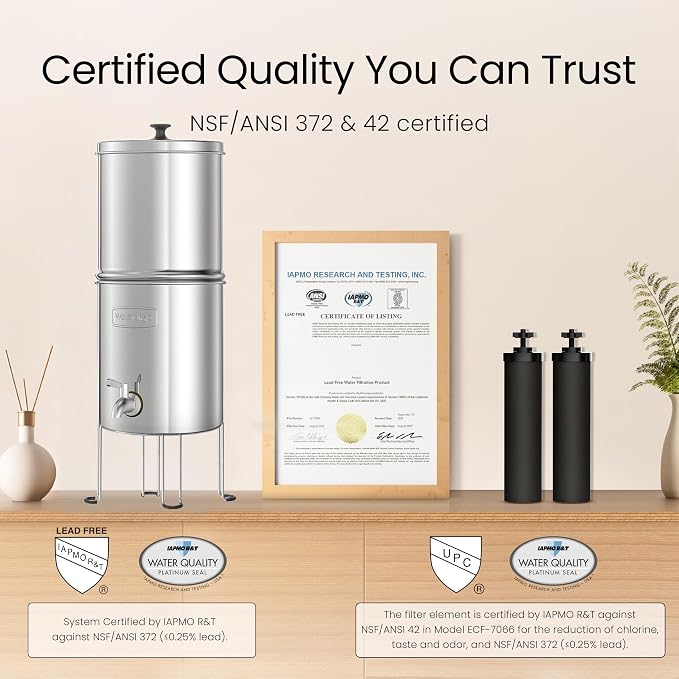 Waterdrop Gravity-fed Water Filtration System, NSF/ANSI 42&372 Certified Black