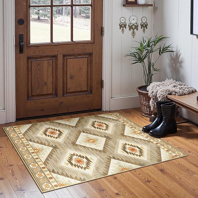 BESTSWEETIE Area Rug 2x5 Rug Machine Washable Non-Slip Low Pile Print Pattern