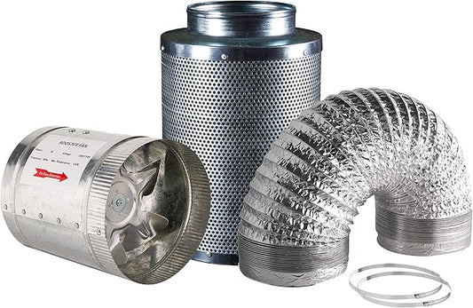 Hydro Crunch 4 inch 100 CFM Booster Fan & 4" x 12" Carbon Filter