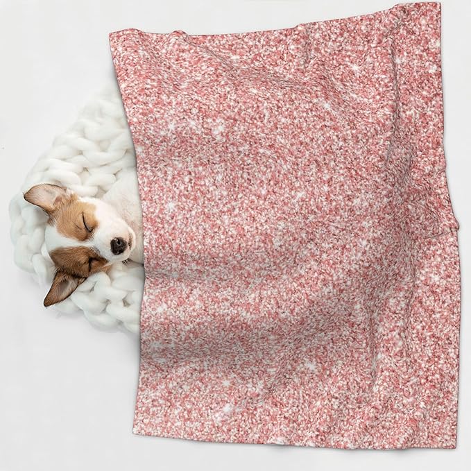 Waterproof Dog Blanket Soft Pet Blanket for Puppy Cat, Fleece Cat Throw Blankets for Furniture Bed Couch Sofa Reversible - Rose Gold Glitter 1