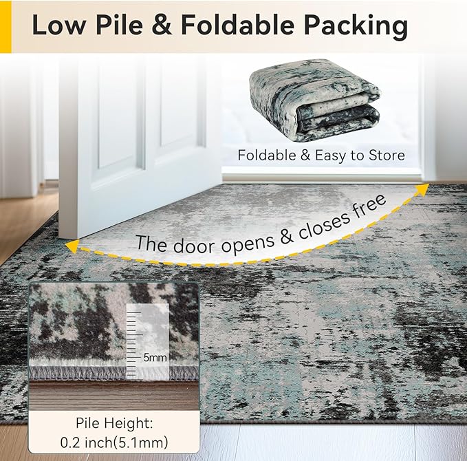 RELEANY Washable Area Rugs 5'x7' Non-Slip Modern Abstract Soft