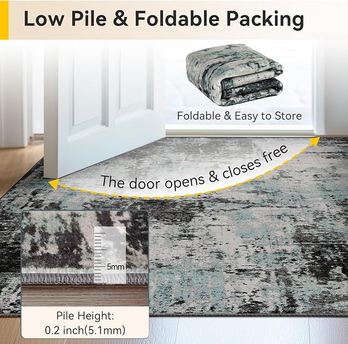 RELEANY Washable Area Rugs 8ft Non-Slip Modern Abstract Soft