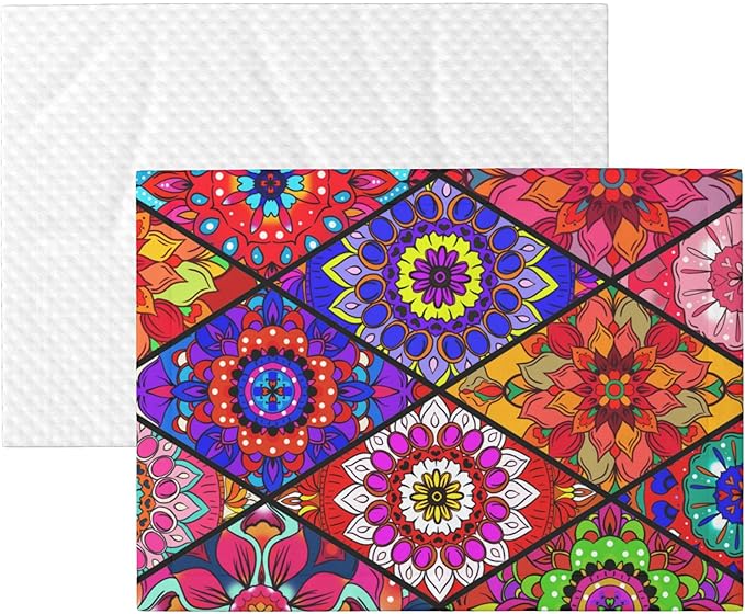 Colorful Boho Throw Blanket - Mexican Flowers Blanket Floral Bohemian Pet Blankets 23x16 for Dog Cat