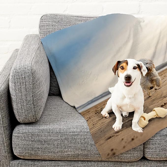 Prints Next Day – Custom 60" x 80" Fleece Pet Lightweight Blanket with Photo Upload - Gift for Dog or Cat Owners - Personalized Couch Throw - Printed in America