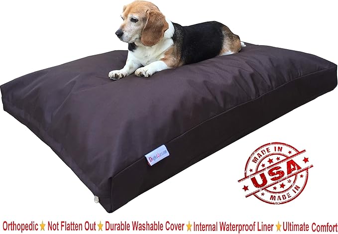 Dogbed4less XL Memory Foam Dog Bed for Medium to Large Dogs with Orthopedic Comfort, Waterproof Liner and Heavy Duty Nylon Cover 40X35 Pillow, Seal Brown