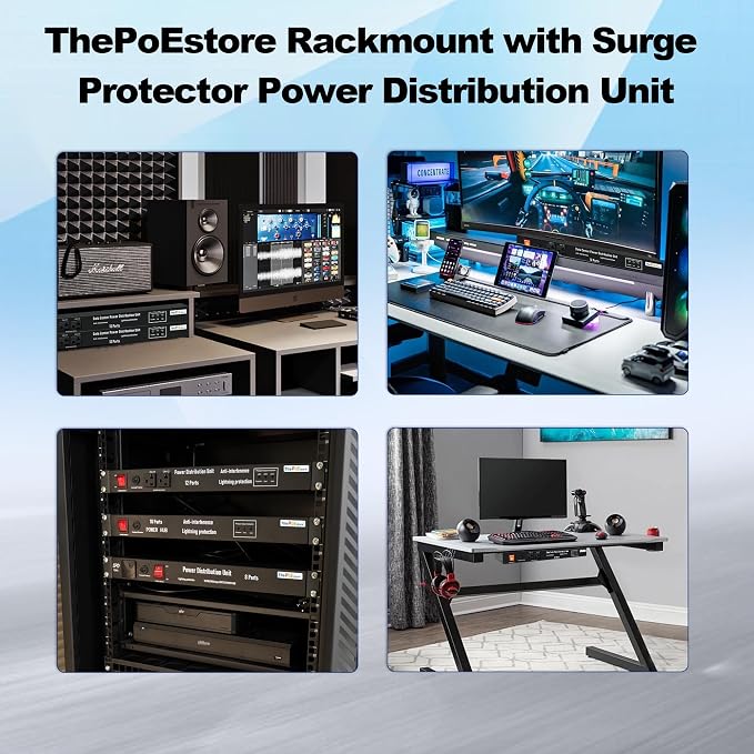 1U PDU Network Servers Surge Protector Power Distribution Unit 12-Outlet