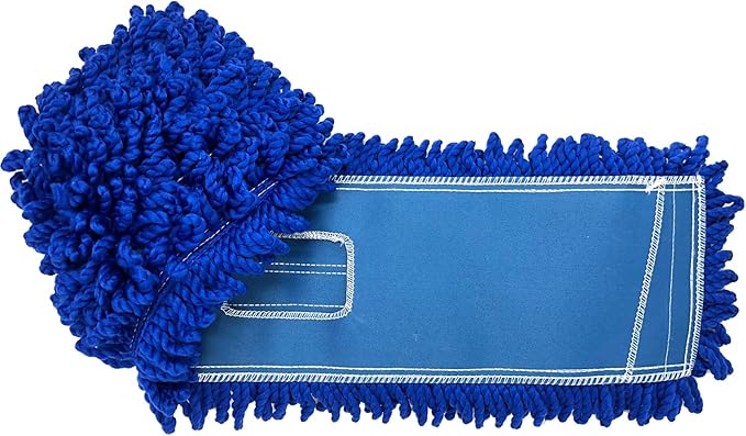 KLEEN HANDLER 18 Inch Microfiber Dust Mop, Large Washable Commercial Mop Head Replacement, Sweeper, Janitorial Supplies, Blue