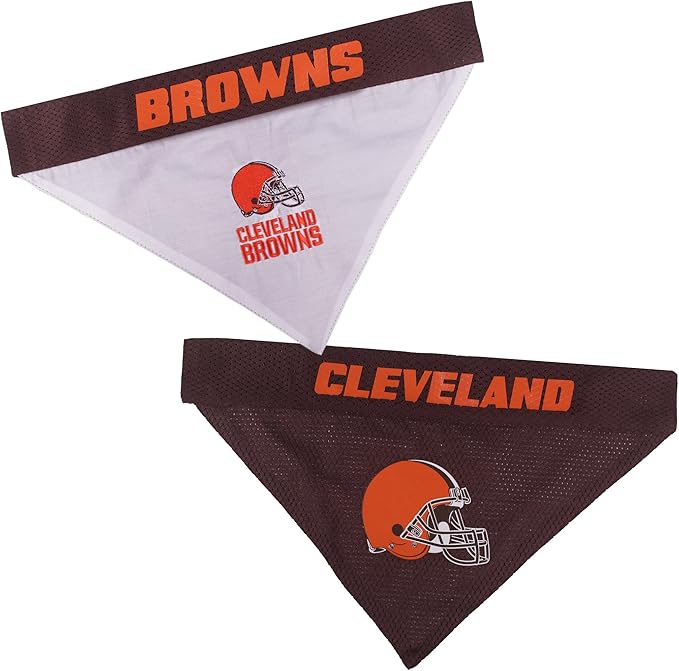 Pets First NFL DOG BANDANA - CLEVELAND BROWNS REVERSIBLE PET BANDANA. 2 Sided Sports Bandana with a PREMIUM Embroidery TEAM LOGO, Large/X-Large. - 2 Sizes & 32 NFL Teams available