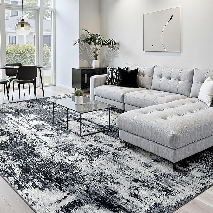 RELEANY Washable Area Rugs 7x10 Non-Slip Modern Abstract Soft