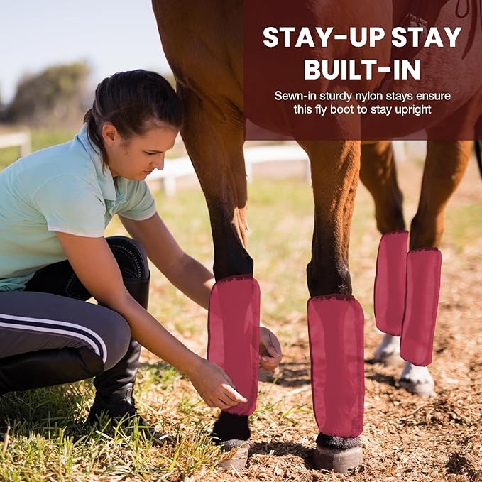 Mesh Fly Boots Horse Fly Boots Mesh Fly Wraps Leg Guard for Horse Set of 4