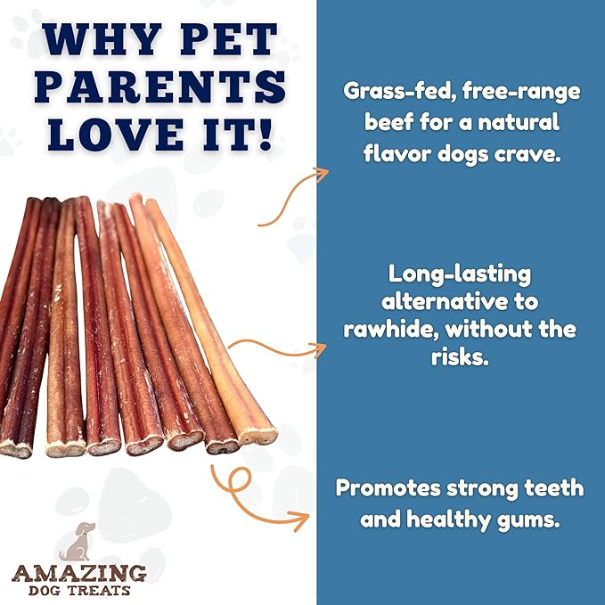 Amazing Dog Treats - Bully Sticks for Small Dogs (12 Inch Small- 30 Count) - Premium Thin Junior Bully Sticks for Dogs