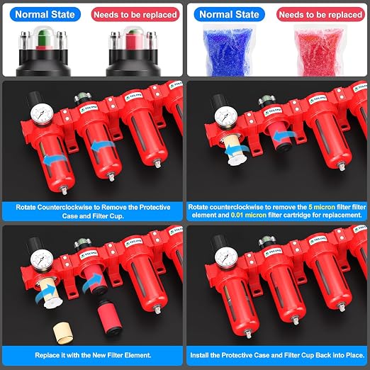 TAILONZ PNEUMATIC 0-150PSI 3/8 Inch NPT Red Industrial Grade 5 Stage Air Drying