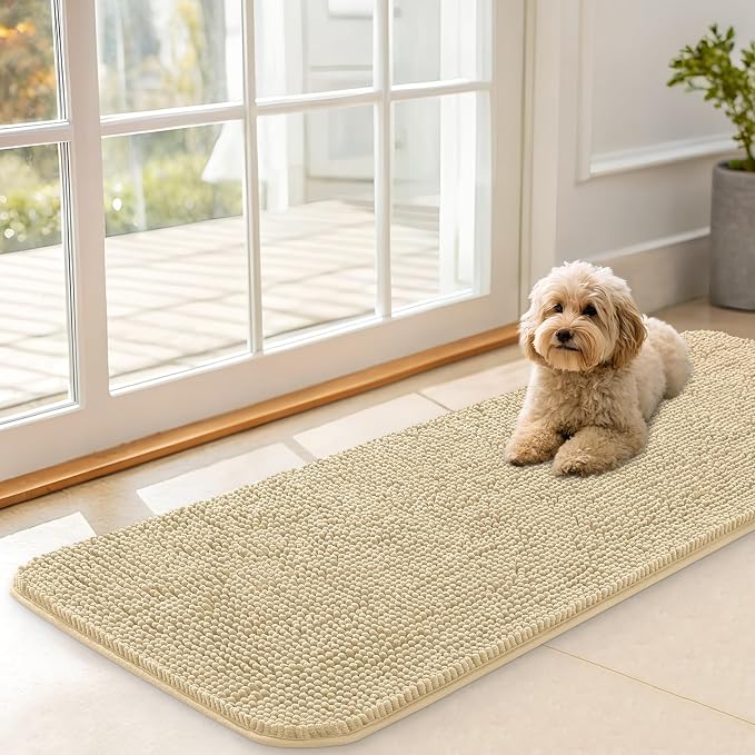 OLANLY Dog Door Mat for Muddy Paws 47x17, Absorbs Moisture and Dirt, Absorbent