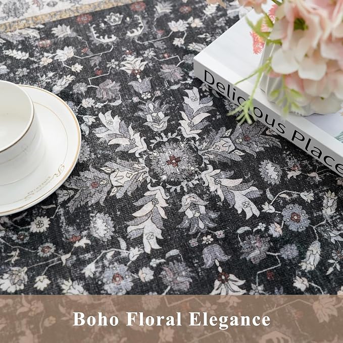 4x5 Kitchen Rug Washable Non-Slip – Soft Low Pile Indoor Carpet