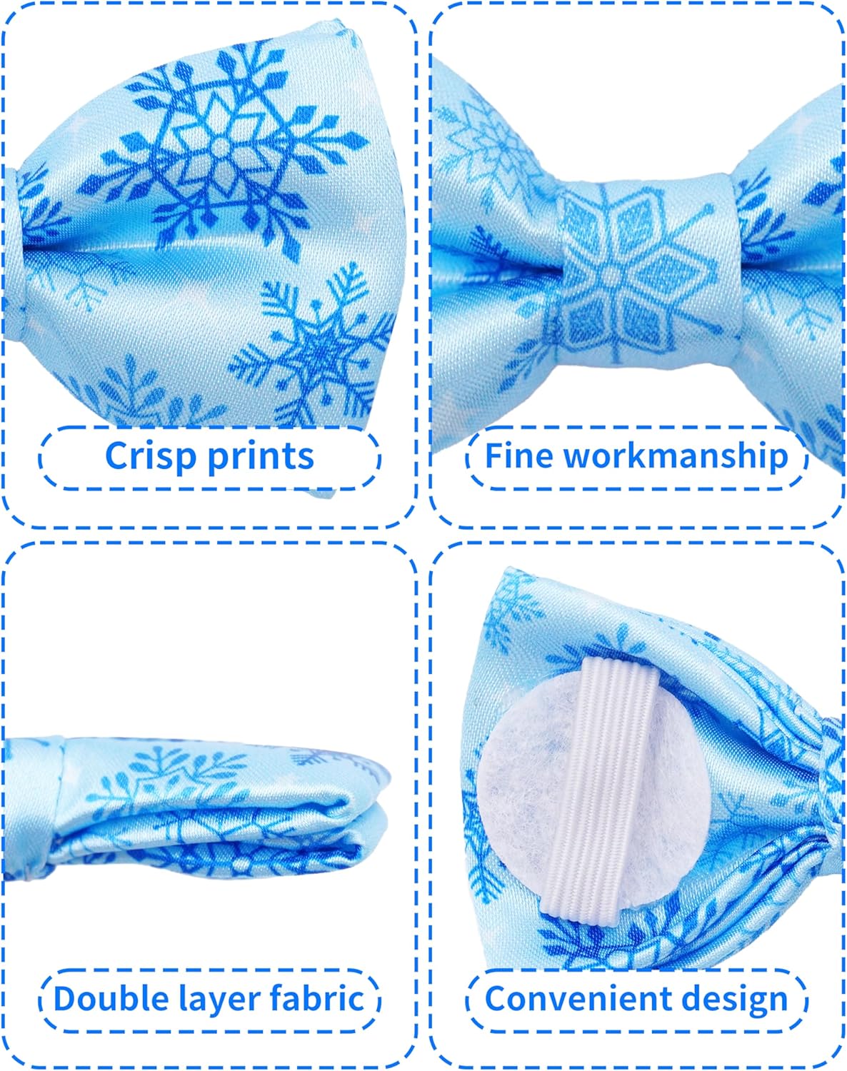 PET SHOW 10 Pack Winter Small Dog Bow Ties Sliding Collar Attachments Puppy Cats Snowflake Bowties for Medium Dogs Snowman Bowknots Holiday Party Pet Grooming Accessories(Small)