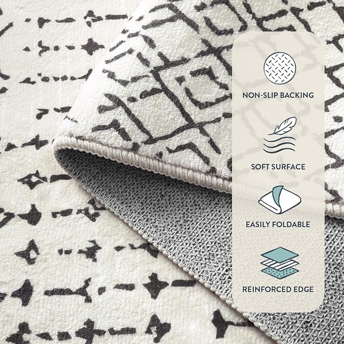 Lahome Moroccan Runners for Hallways 2x8 Beige Washable Runner Rug Non-Slip