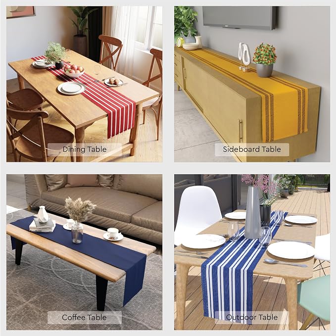 Encasa XO Table Runner, Yarn Dyed Ribbed Cotton 13"x54" | Ladder Yellow