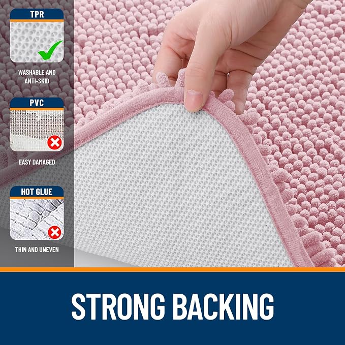 OLANLY Bathroom Runner Rugs 59x24, Soft Absorbent Chenille Bath Rugs, Rubber