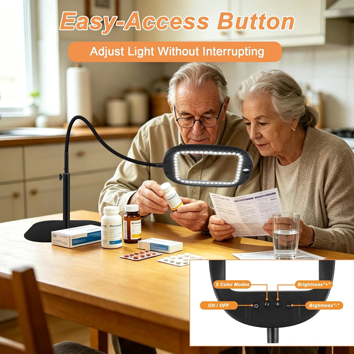 10X 30X Floor Magnifying Glass with Light and Stand