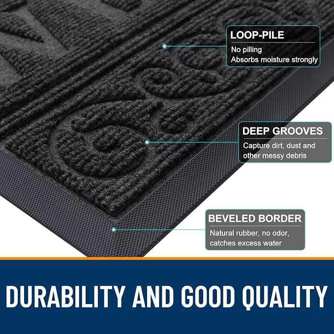 OLANLY Welcome Door Mat Indoor Outdoor Entrance, Heavy Duty Sturdy Front Door