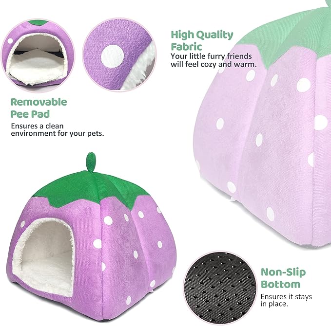 Guinea Pig Hideout Bed Dwarf Rabbit House Cave Accessories Cozy Hide-Out for Little Bunny Hedgehog Ferret Chinchilla&Other Small Animals