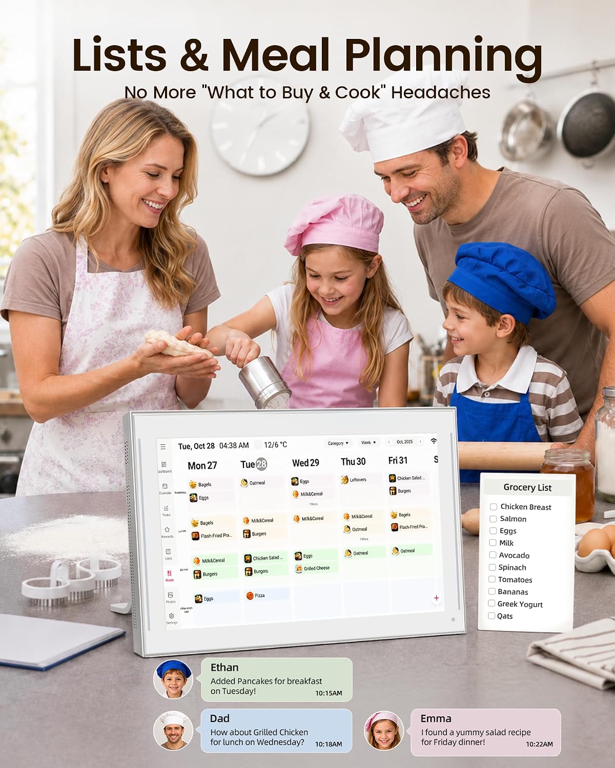 NGTeco 15.6" Digital Calendar, No-Subscription, Smart Family Wall Planner with Calendar Sync, for Schedules, Meal Planning, Photo Display, Desk & Wall Mount | Gift for Women, Men & Families